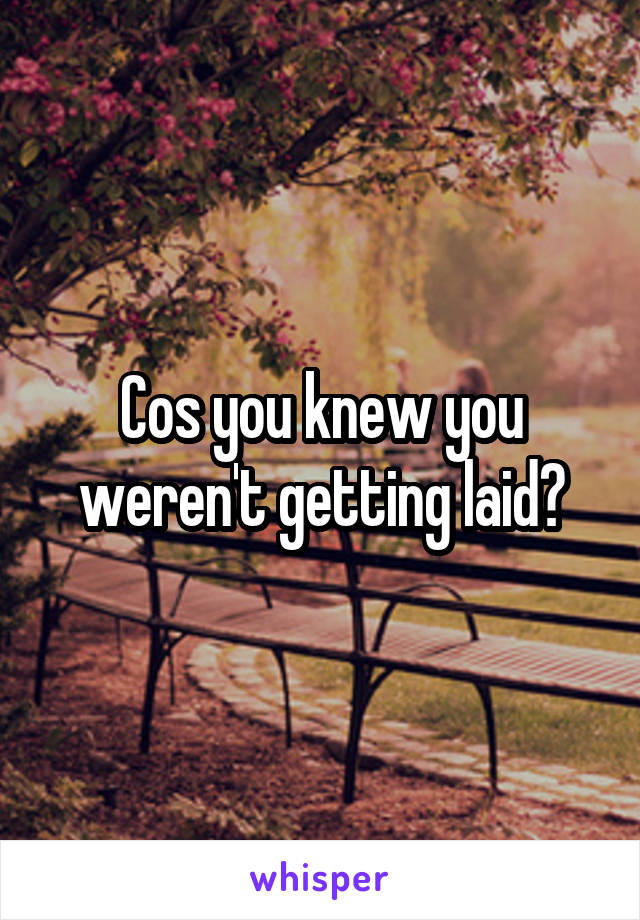 Cos you knew you weren't getting laid?