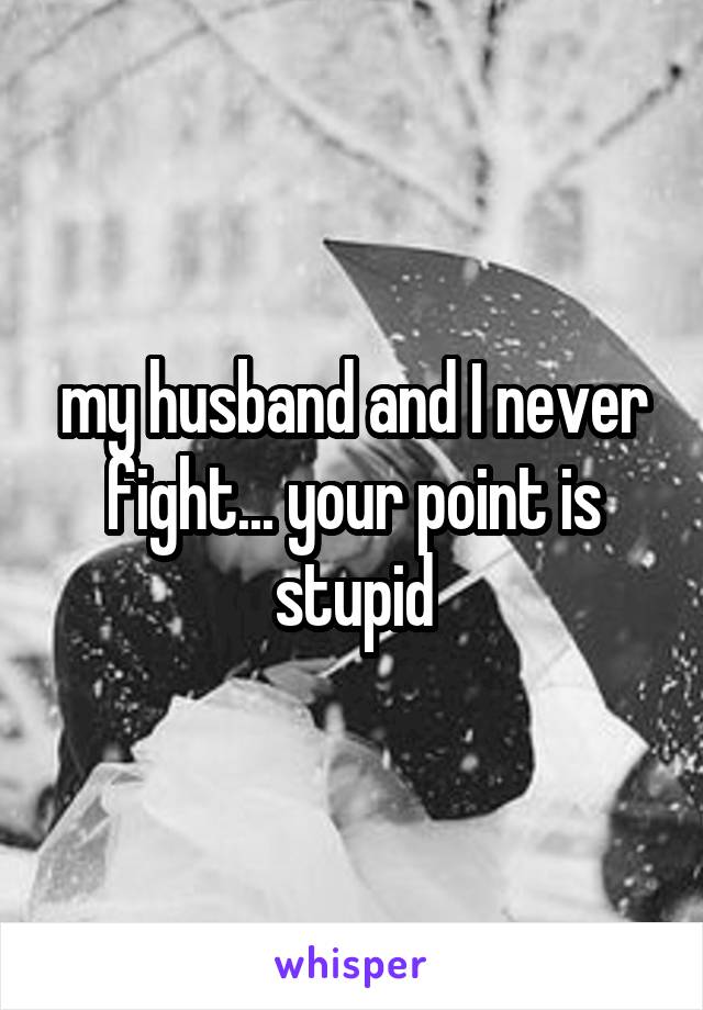 my husband and I never fight... your point is stupid