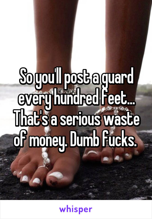 So you'll post a guard every hundred feet... That's a serious waste of money. Dumb fucks. 