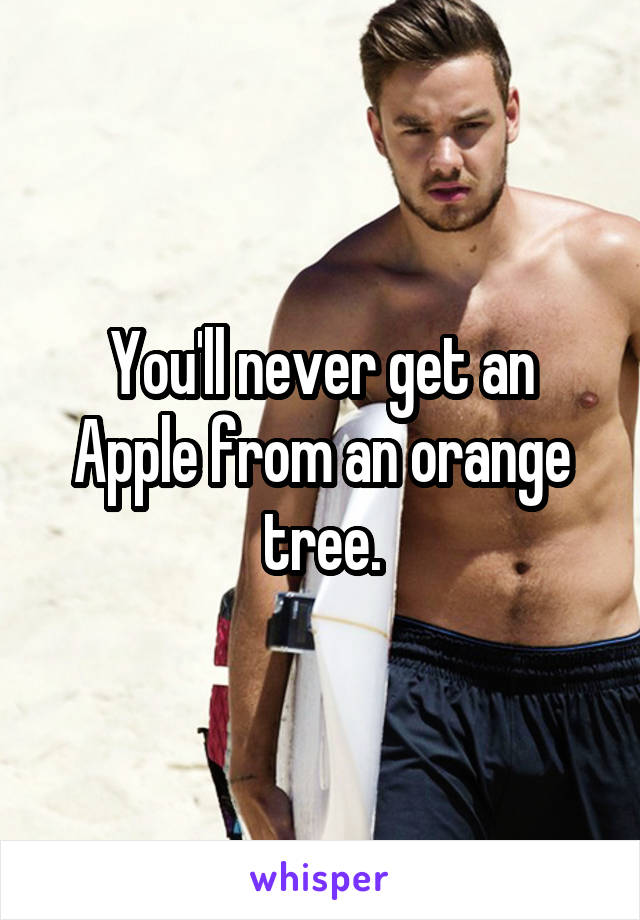 You'll never get an Apple from an orange tree.