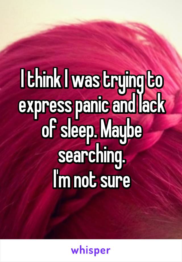 I think I was trying to express panic and lack of sleep. Maybe searching.
I'm not sure