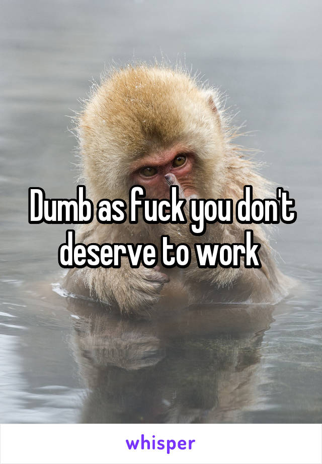 Dumb as fuck you don't deserve to work 
