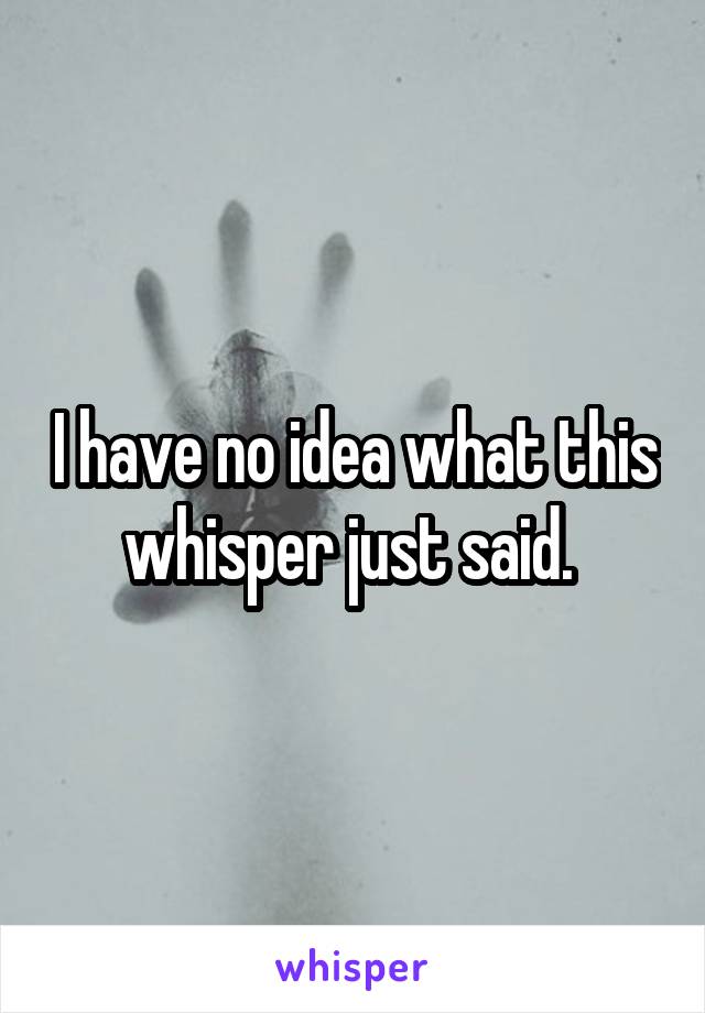 I have no idea what this whisper just said. 
