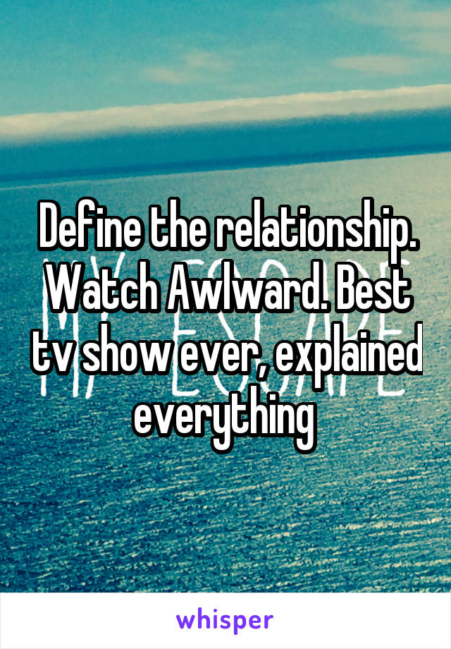 Define the relationship. Watch Awlward. Best tv show ever, explained everything 