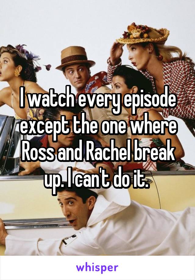 I watch every episode except the one where Ross and Rachel break up. I can't do it. 