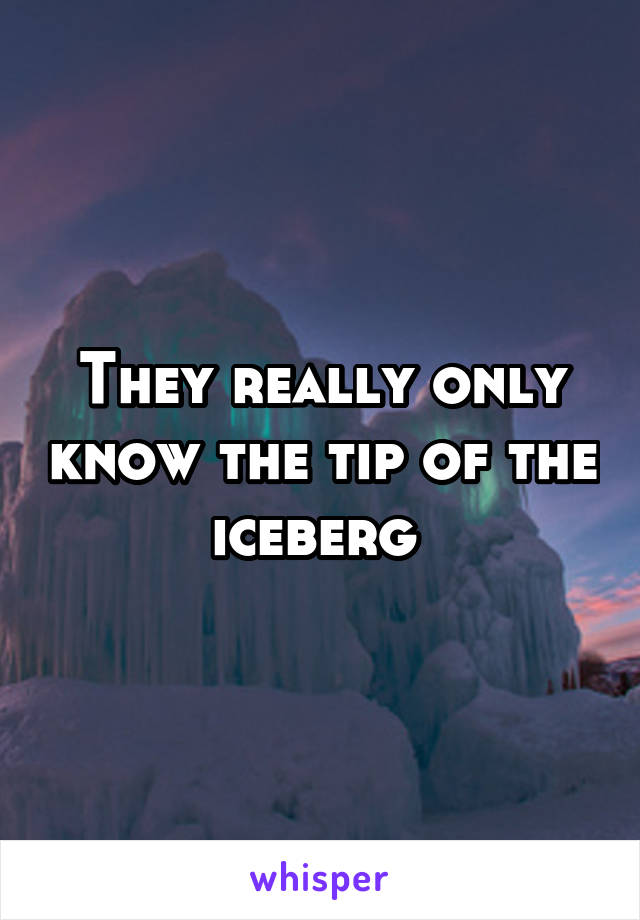 They really only know the tip of the iceberg 