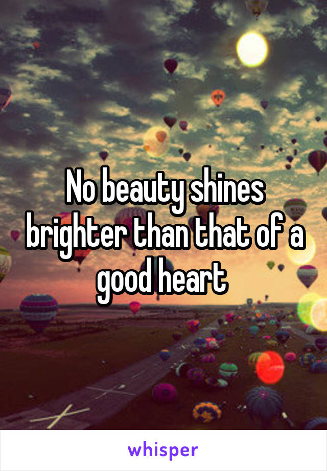 No beauty shines brighter than that of a good heart 