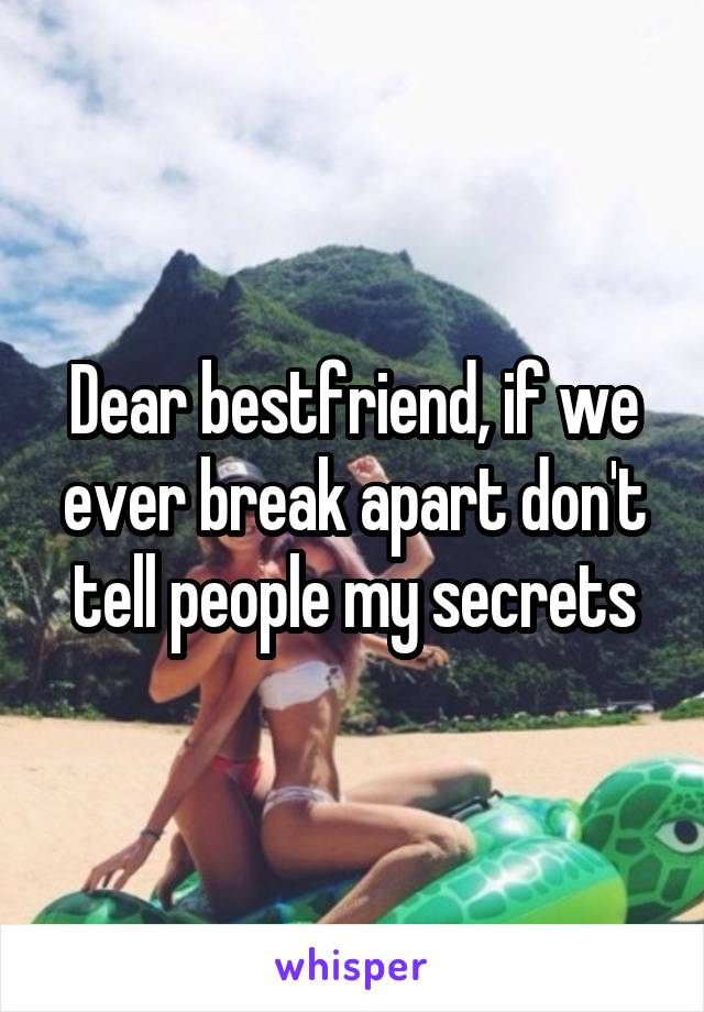 Dear bestfriend, if we ever break apart don't tell people my secrets