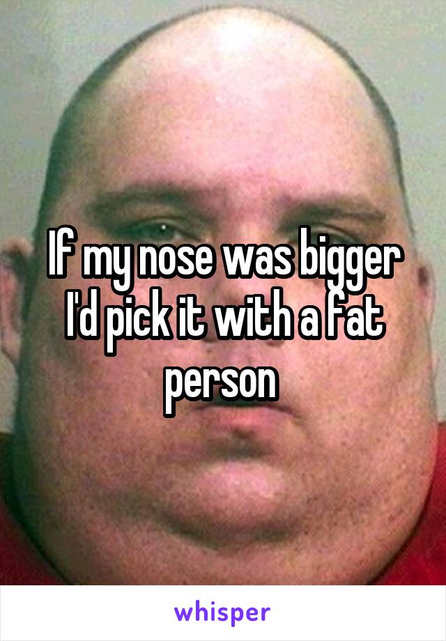 If my nose was bigger I'd pick it with a fat person 