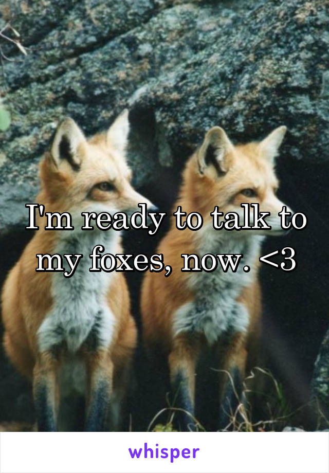 I'm ready to talk to my foxes, now. <3