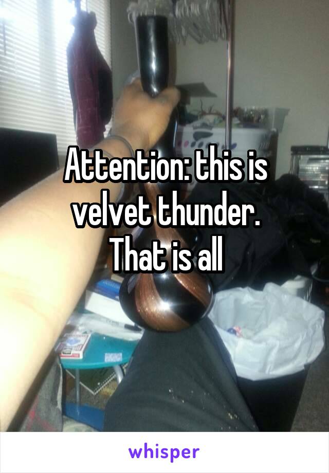 Attention: this is velvet thunder.
That is all
