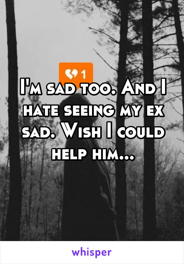 I'm sad too. And I hate seeing my ex sad. Wish I could help him...
