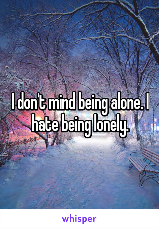 I don't mind being alone. I hate being lonely.