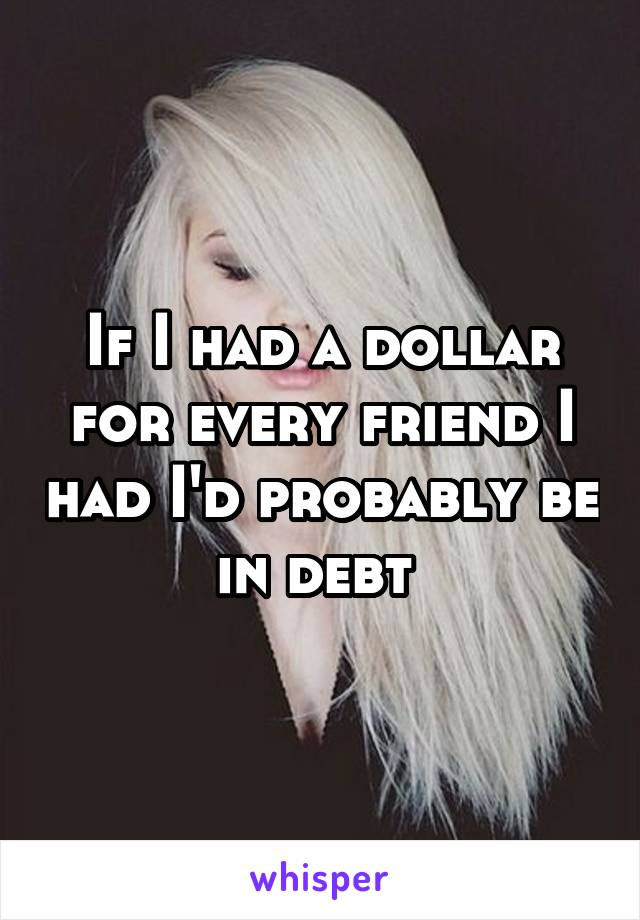 If I had a dollar for every friend I had I'd probably be in debt 