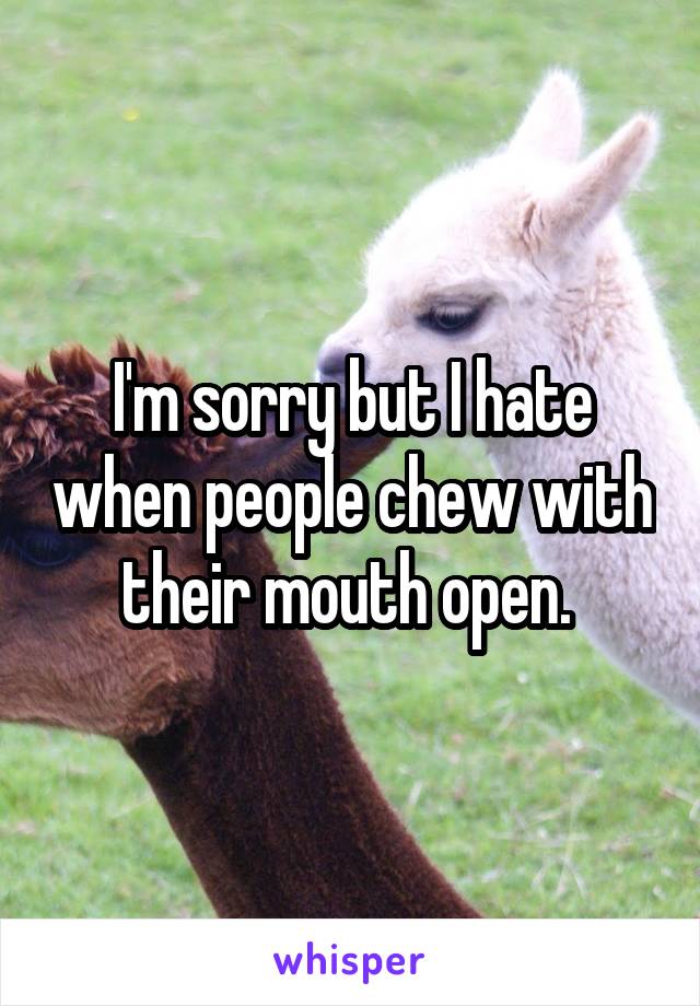 I'm sorry but I hate when people chew with their mouth open. 