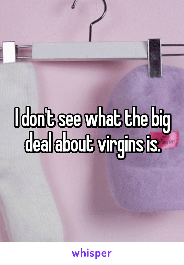 I don't see what the big deal about virgins is.