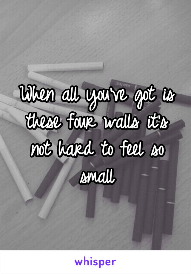 When all you've got is these four walls it's not hard to feel so small