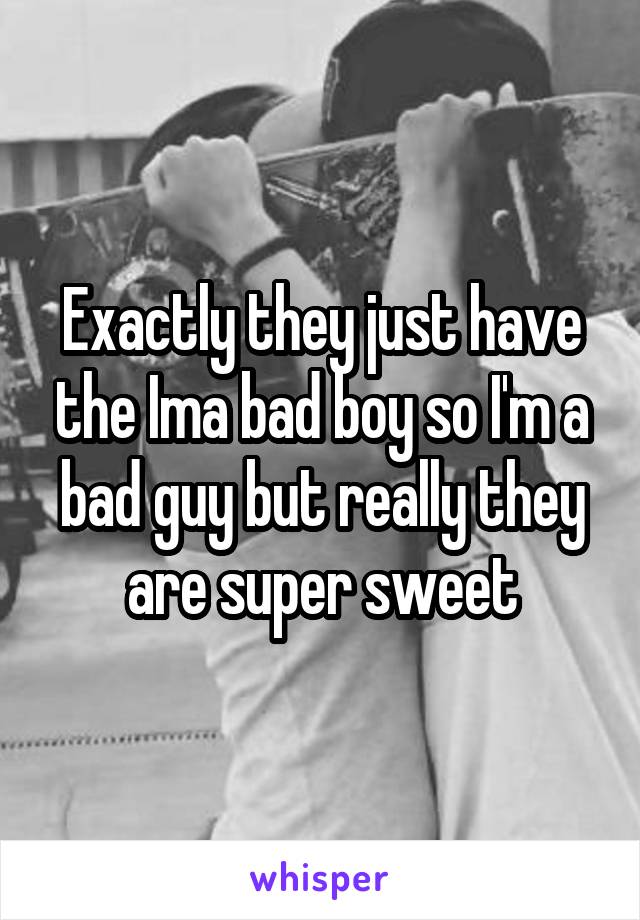 Exactly they just have the Ima bad boy so I'm a bad guy but really they are super sweet