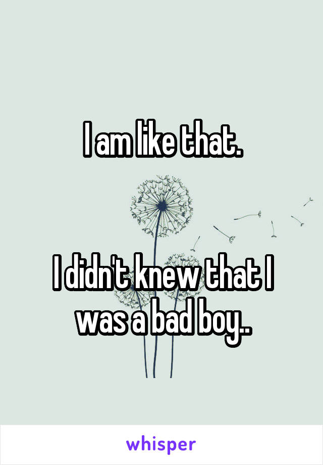 I am like that.


I didn't knew that I was a bad boy..