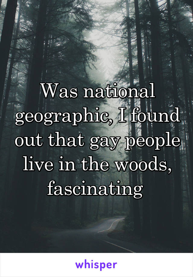 Was national geographic, I found out that gay people live in the woods, fascinating 