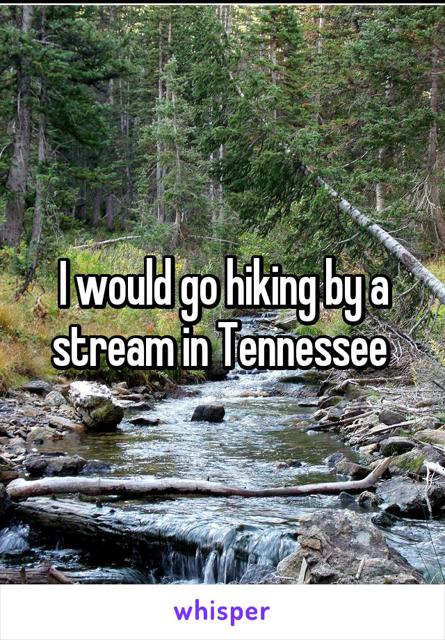 I would go hiking by a stream in Tennessee 