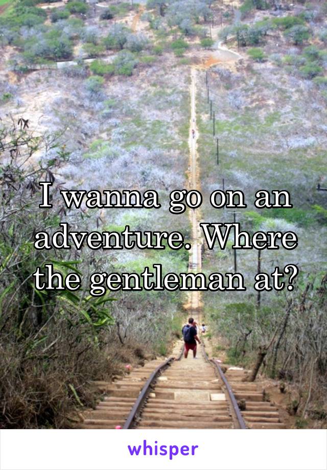 I wanna go on an adventure. Where the gentleman at?