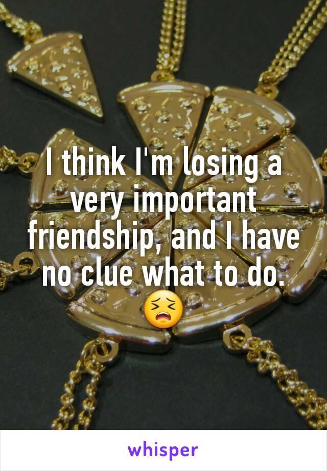 I think I'm losing a very important friendship, and I have no clue what to do. 😣