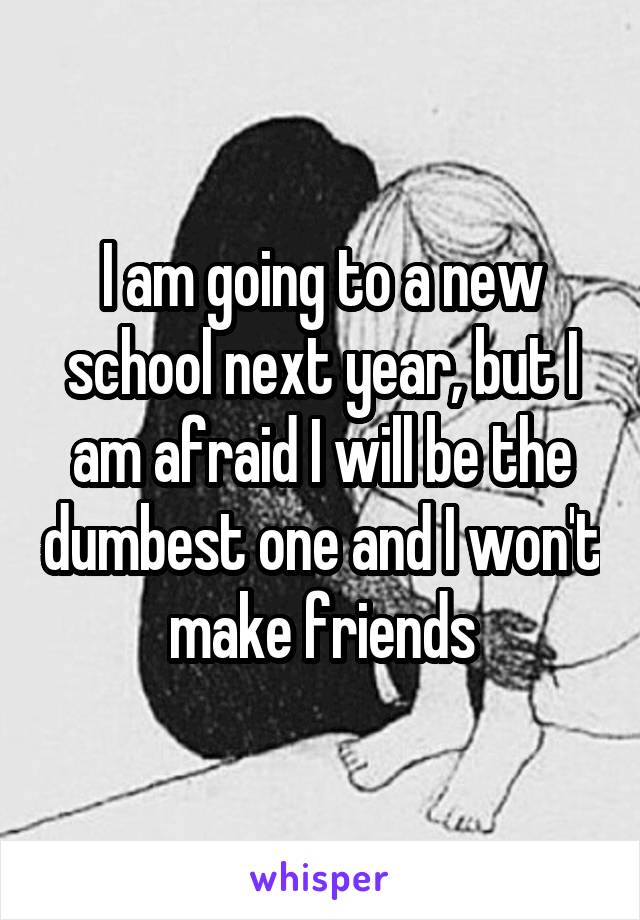 I am going to a new school next year, but I am afraid I will be the dumbest one and I won't make friends