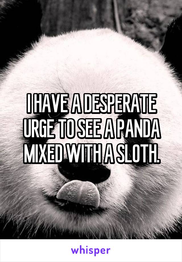 I HAVE A DESPERATE URGE TO SEE A PANDA MIXED WITH A SLOTH.