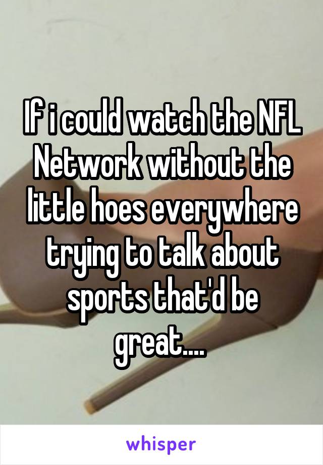 If i could watch the NFL Network without the little hoes everywhere trying to talk about sports that'd be great.... 