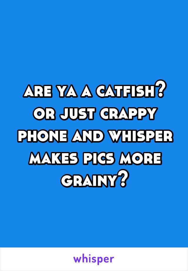 are ya a catfish? or just crappy phone and whisper makes pics more grainy?