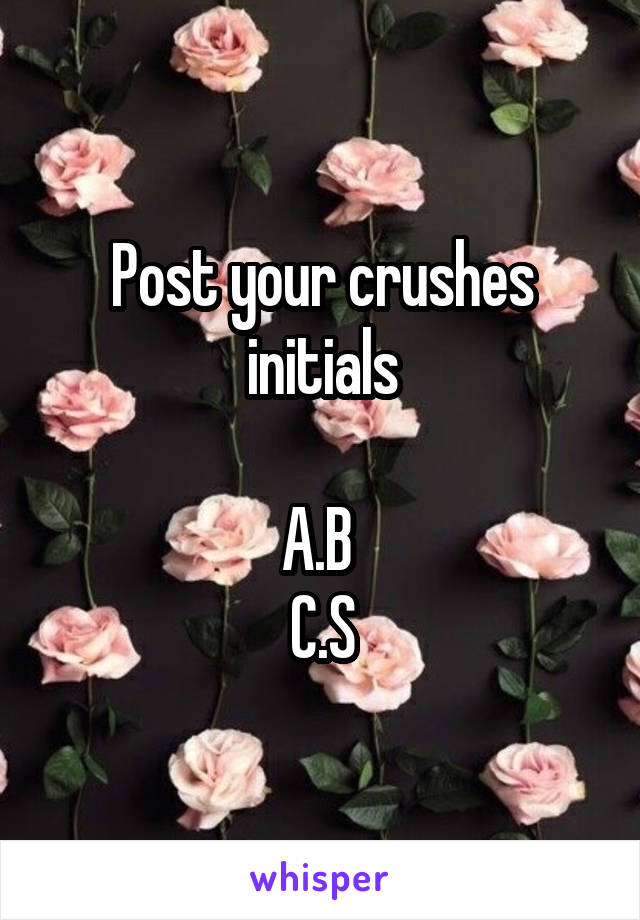 Post your crushes initials

A.B 
C.S