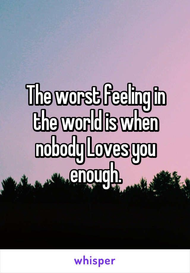 The worst feeling in the world is when nobody Loves you enough.