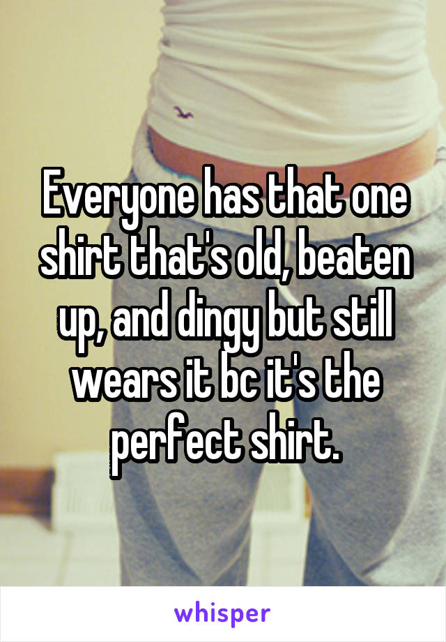 Everyone has that one shirt that's old, beaten up, and dingy but still wears it bc it's the perfect shirt.