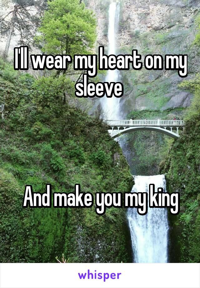 I'll wear my heart on my sleeve 



And make you my king
