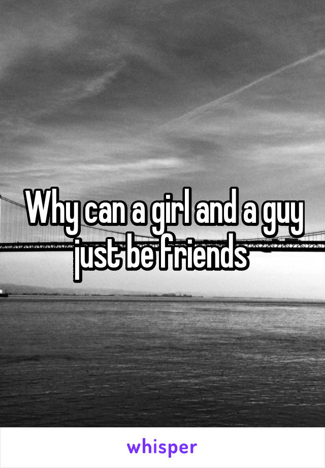 Why can a girl and a guy just be friends 