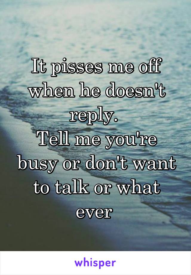 It pisses me off when he doesn't reply. 
Tell me you're busy or don't want to talk or what ever 