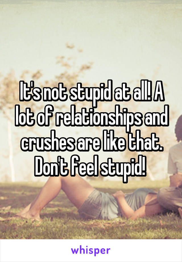 It's not stupid at all! A lot of relationships and crushes are like that. Don't feel stupid! 