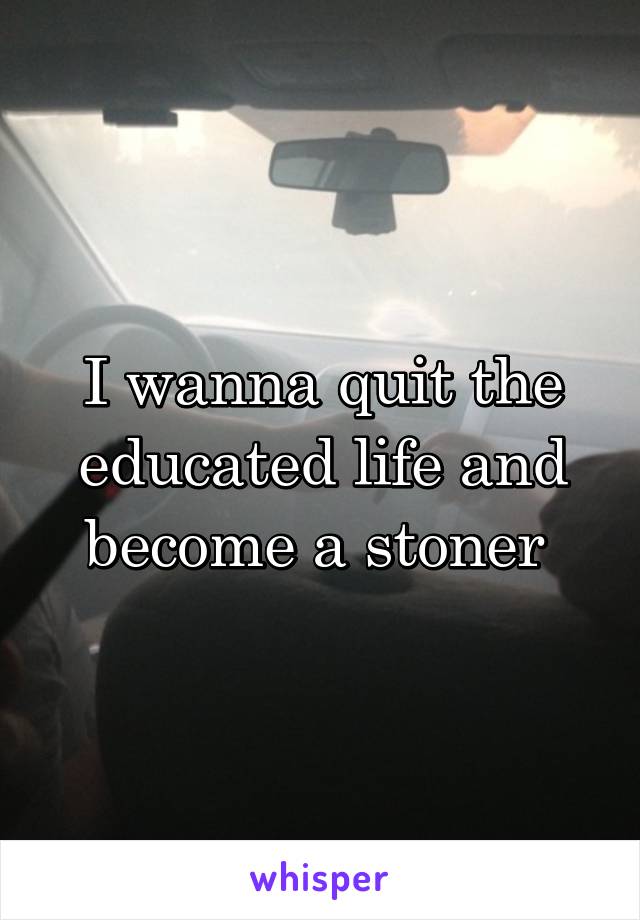 I wanna quit the educated life and become a stoner 