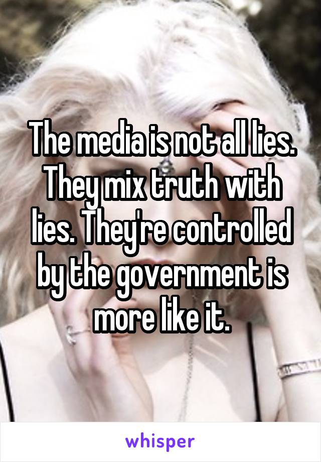 The media is not all lies. They mix truth with lies. They're controlled by the government is more like it.