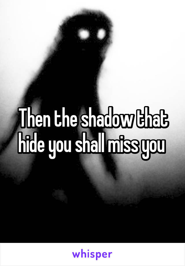 Then the shadow that hide you shall miss you 