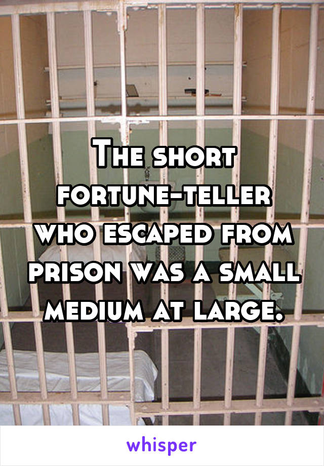 The short fortune-teller who escaped from prison was a small medium at large.