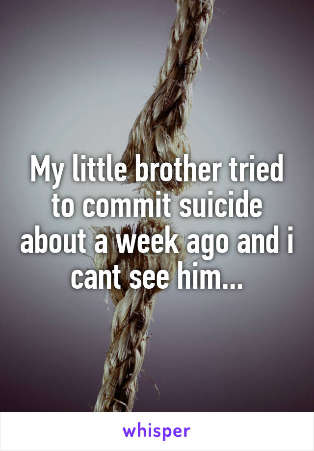 My little brother tried to commit suicide about a week ago and i cant see him...