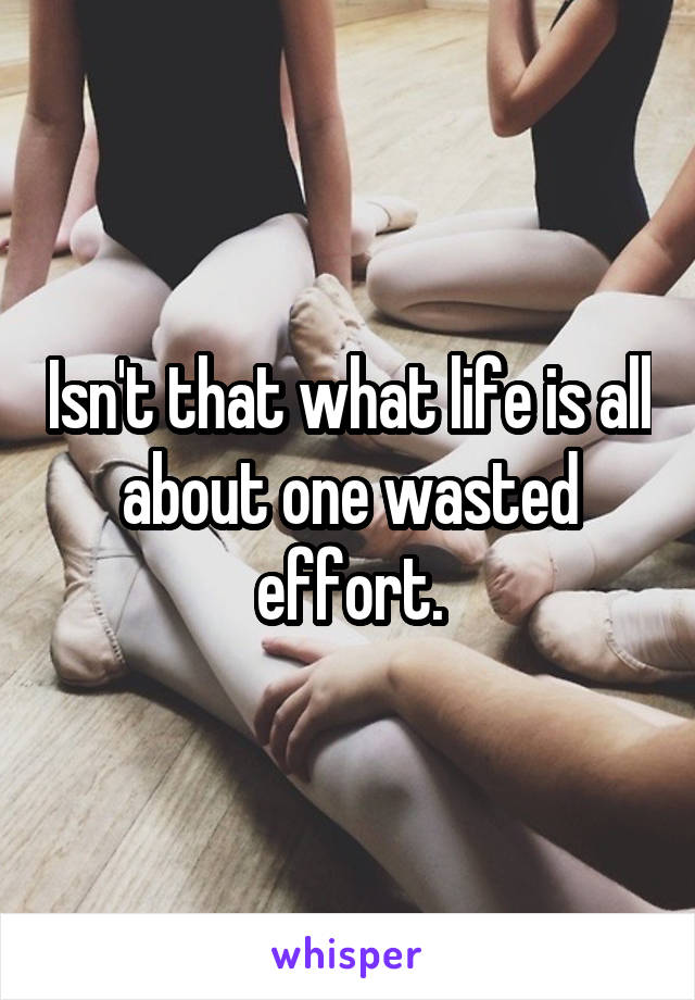 Isn't that what life is all about one wasted effort.