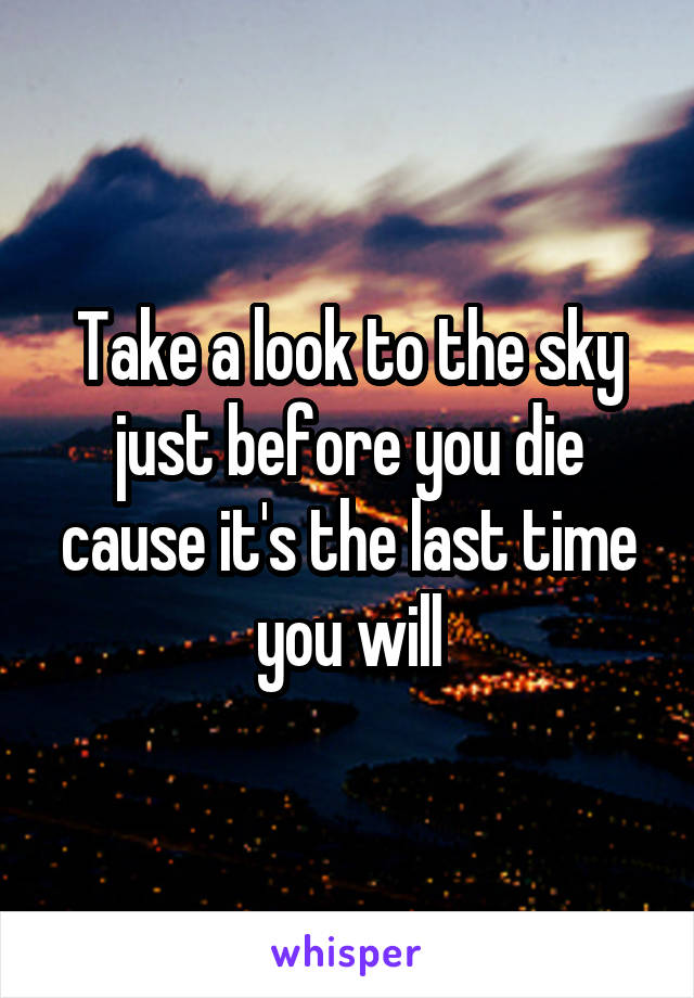 Take a look to the sky just before you die cause it's the last time you will