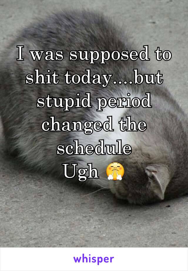 I was supposed to shit today....but stupid period changed the schedule
Ugh 😤