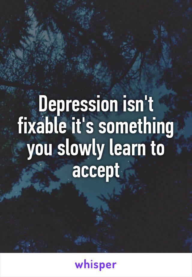 Depression isn't fixable it's something you slowly learn to accept