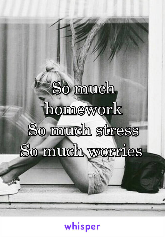 So much homework
So much stress
So much worries 