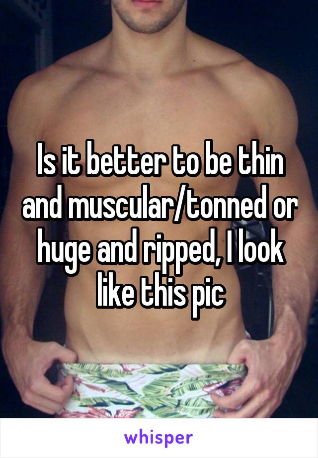 Is it better to be thin and muscular/tonned or huge and ripped, I look like this pic