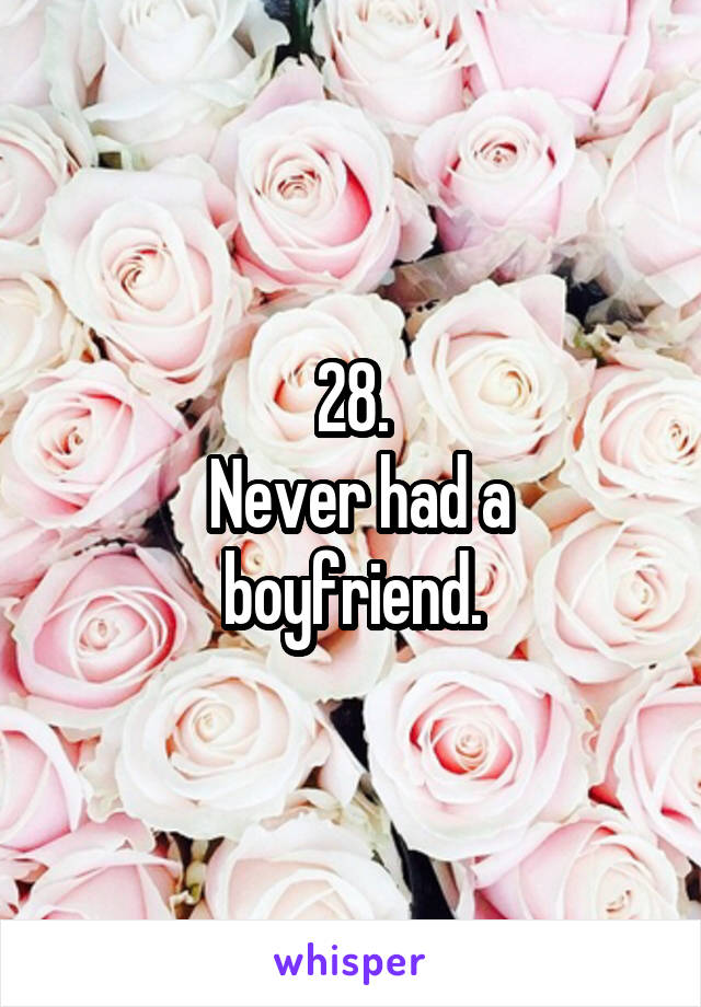 28.
 Never had a boyfriend.